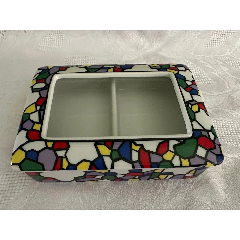 Japan Vintage Trinket Glass Porcelain Colorful Box